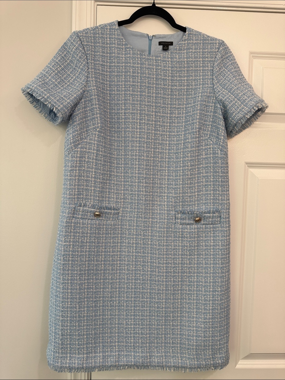 Ann Taylor Light Blue Tweed Shift Dress